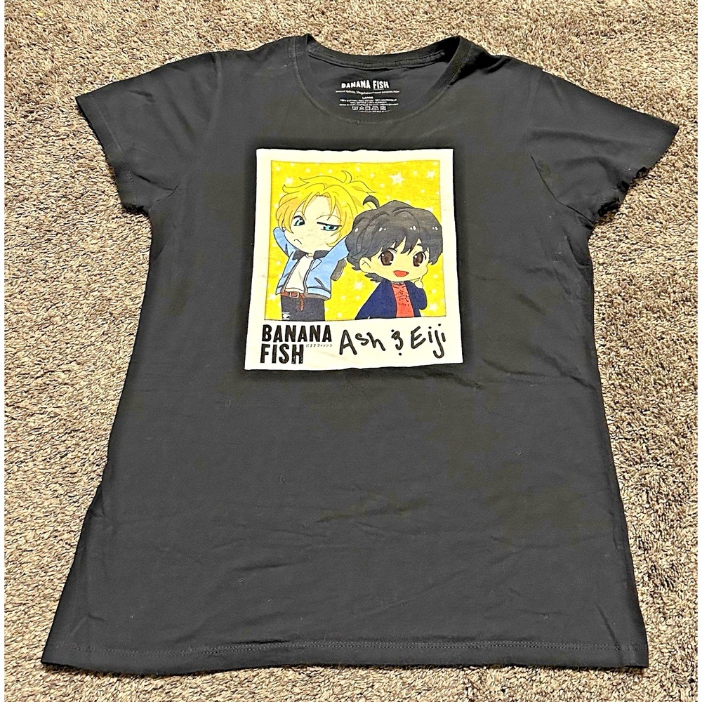Banana Fish Ash & Eiji Polaroid Anime Cartoon T Shirt Size Small 100% cotton